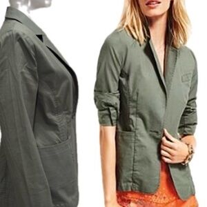 Cabi Cotton Stretch Utility Blazer Womens Size Small Olive 1 Button Chore Jacket